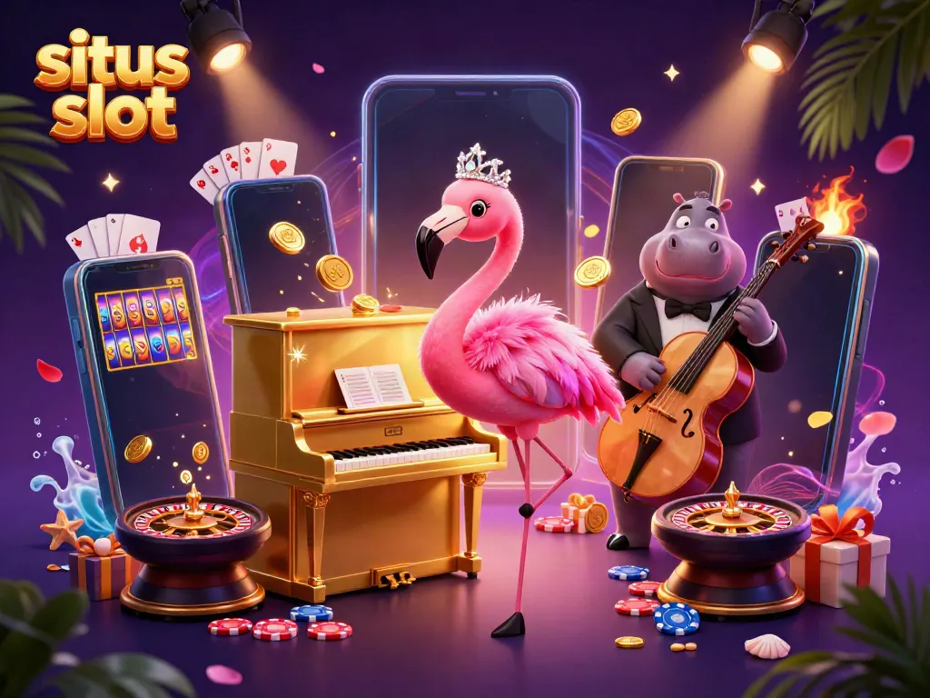 Spin to win at situs slot with vibrant characters in a lively casino atmosphere.
