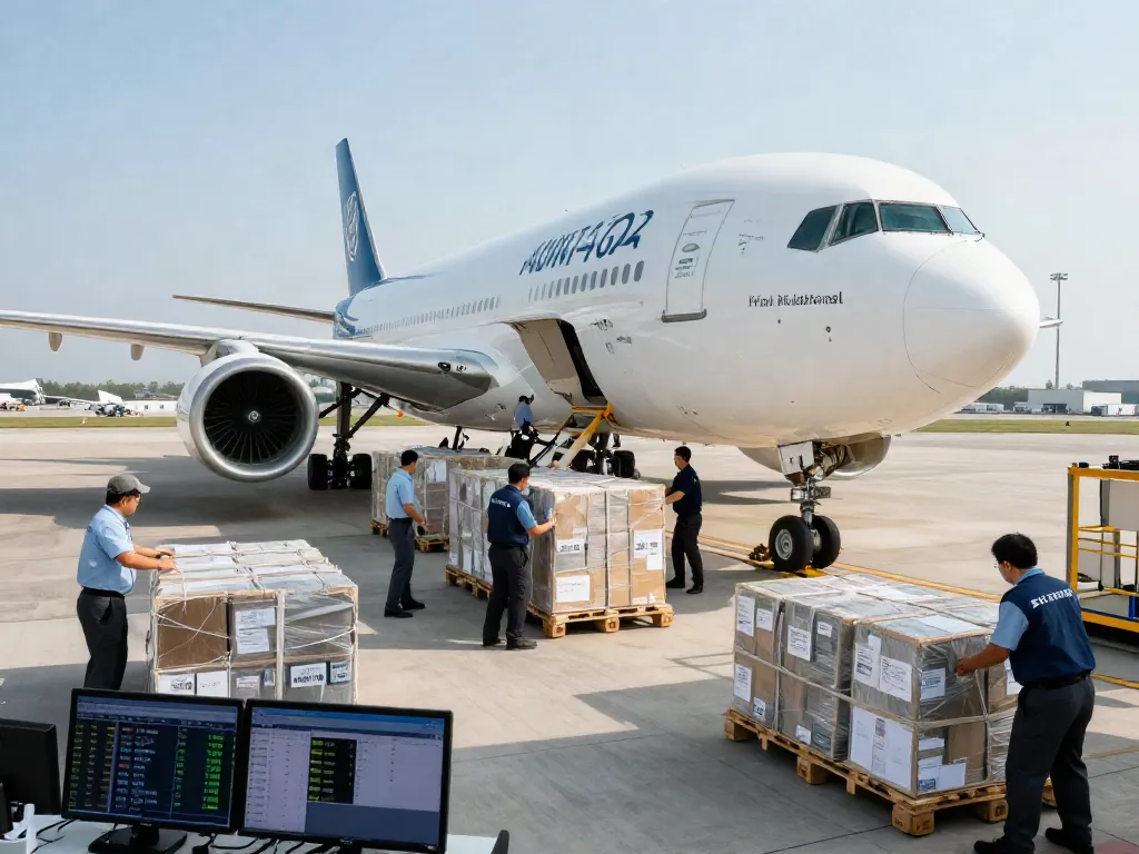 Urgent air cargo services Ontario in action at the airport, showcasing efficient logistics management.